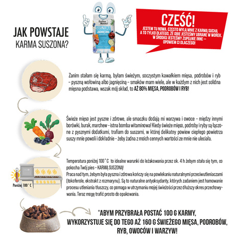 Karma suszona dla psa Dolina Noteci Premium dla dorosłych psów małych ras – jagnięcina z krewetkami 150 g