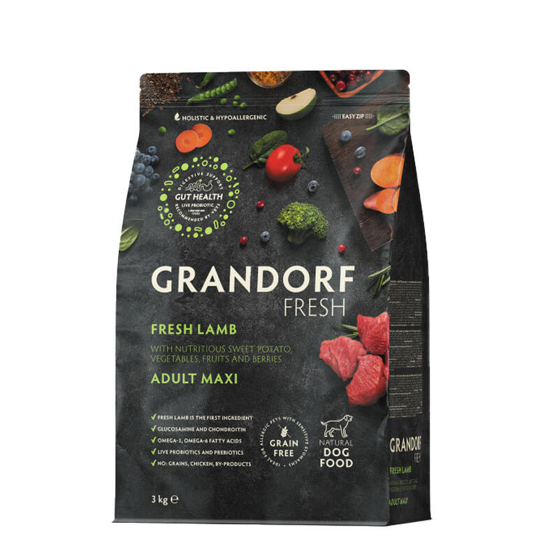 Grandorf Fresh Karma sucha dla psów dużych ras o wrażliwym układzie pokarmowym lub skłonnych do alergii Jagnięcina 3 kg