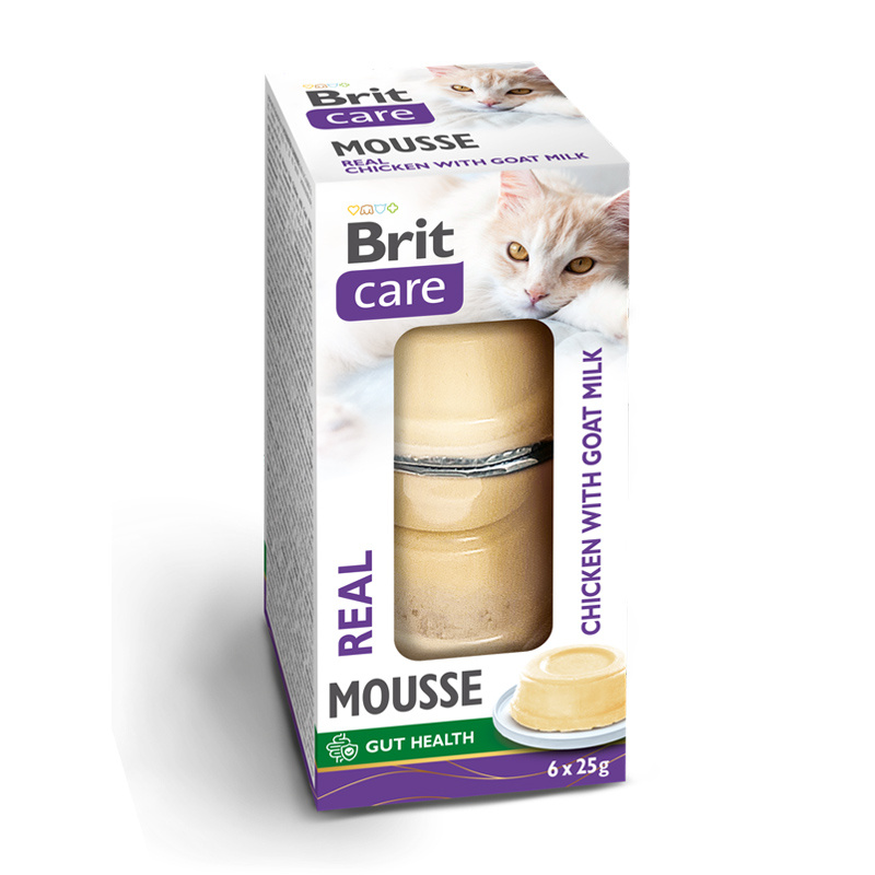 Brit Care Cat Real Meat Mousse mokra karma dla kota z kurczakiem i kozim mlekiem 6 x 25 g