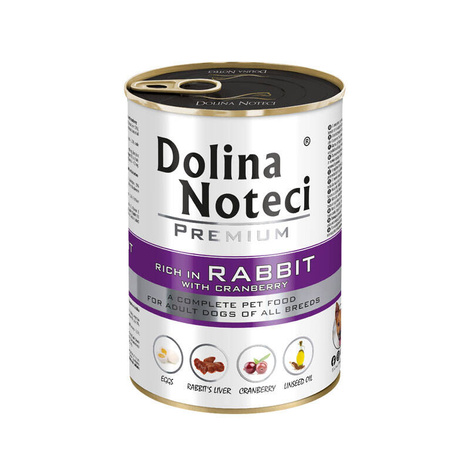 Mokra karma dla psa Dolina Noteci Premium bogata w królika z żurawiną puszka 400 g