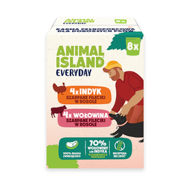 Animal Island Everyday BOX - Mokra karma saszetki dla psa Indyk i wołowina w rosole 8 x 150 g