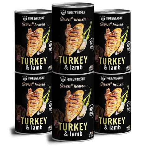 Paka Zwierzaka Karma mokra dla psa SH Turkey & lamb indyk i jagnię zestaw 6 x 400 g