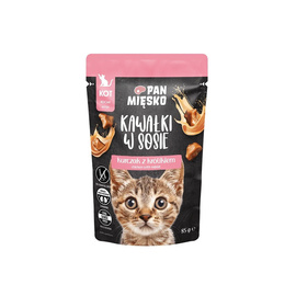 Pan Mięsko mokra dla kota Kawałki w sosie Kurczak z królikiem (kociak) 85 g