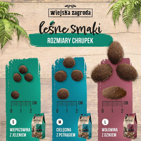 Wiejska Zagroda karma sucha dla psa cielęcina z pstrągiem chrupki średnie 2 kg