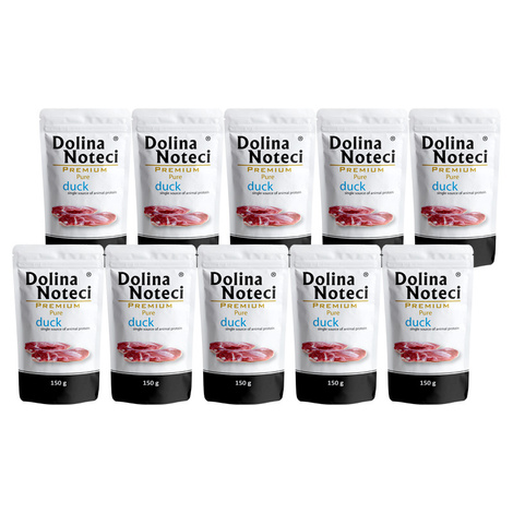 Mokra karma dla psa alergika Dolina Noteci Premium Pure bogata w kaczkę zestaw 10 x 150 g