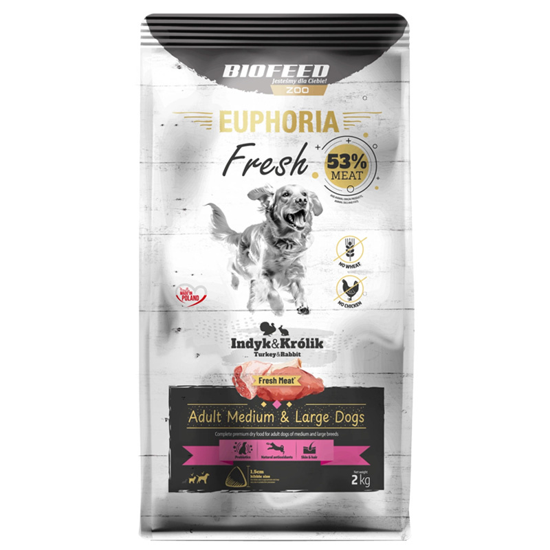Biofeed Euphoria Fresh Karma sucha dla psów z indykiem i królikiem średnie i duże rasy 2 kg