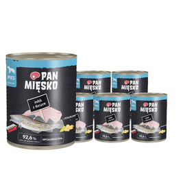 Pan Mięsko Karma mokra dla psa indyk z dorszem zestaw 6 x 800 g