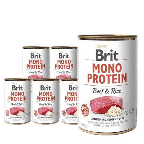 Brit MONOPROTEIN Wołowina & Ryż - karma mokra dla psów 6 x 400 g
