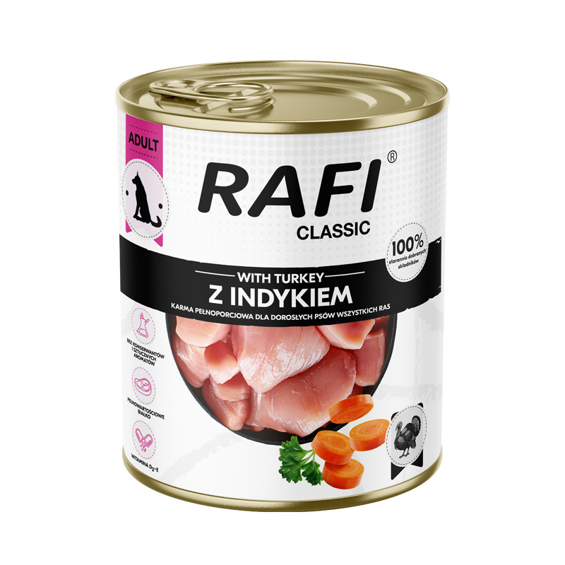 Mokra karma dla psa Rafi Classic z indykiem 800 g