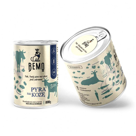 Bemo - Monobiałkowa, naturalna mokra karma dla psów z koziną BEMO – PYRA na KOZĘ 800 g