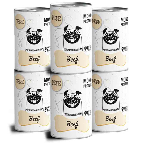 Paka Zwierzaka Karma mokra dla psa PEPE Beef (wołowina) zestaw 6 x 400 g