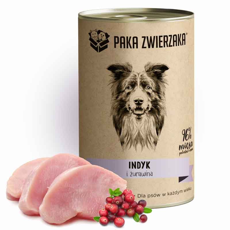 Paka Zwierzaka Karma mokra dla psa Indyk i żurawina 400 g