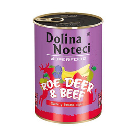 Mokra karma dla psa Dolina Noteci Superfood sarna i wołowina puszka 400 g