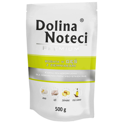 Mokra karma dla psa Dolina Noteci Premium bogata w gęś z ziemniakami saszetka 500 g