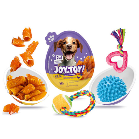 Joy&Toy Jajko niespodzianka 2w1 dla psa przekąska o smaku kurczaka + zabawka