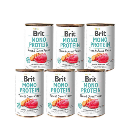 BRIT MONOPROTEIN TUNA&SWEET POTATO - karma mokra dla psów zestaw 6 x 400 G