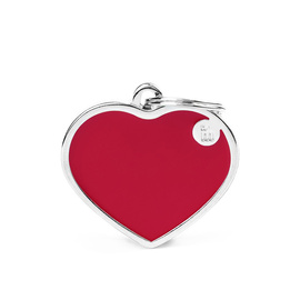 Zawieszka Adresówka Identyfikator z grawerem dla psa i kota czerwone serce z obramówką L