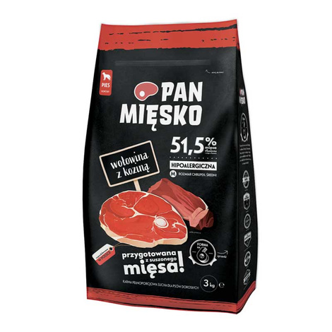 Pan Mięsko Sucha Karma dla psa wołowina z koziną chrupki M 3 kg