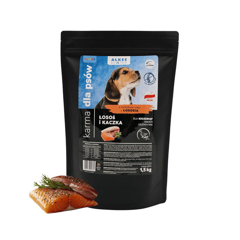 ALKEE karma sucha dla psa szczeniaka Łosoś i kaczka 1,5 kg