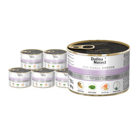 Mokra karma dla psów małych ras Dolina Noteci Premium z królikiem, fasolka i ryżem brązowym zestaw 12 x 185 g