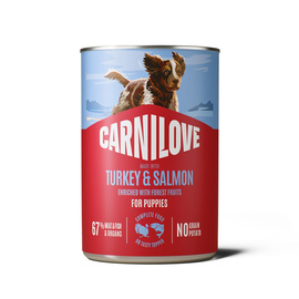 Carnilove Dog Can Paté Puppies Karma mokra dla szczeniąt psów Indyk i łosoś z czarną porzeczką 400 g