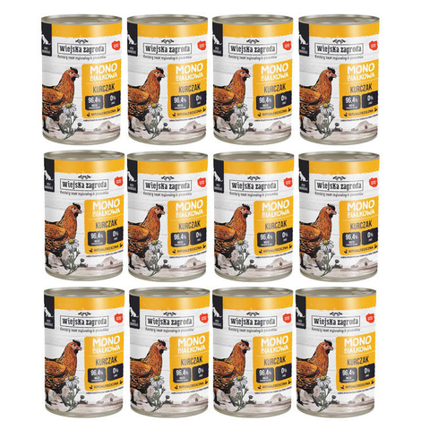 Wiejska Zagroda mokra karma monobiałkowa dla psa kurczak zestaw 12 x 400 g