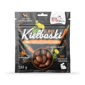 Syta Micha Super kiełbaski dla psa z królikiem, marchewką i mniszkiem 100 g