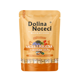 Mokra karma dla kota po sterylizacji kaczka z perliczką i jagodami goji Dolina Noteci Superfood Pasztet & Filet 85 g