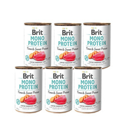BRIT MONOPROTEIN TUNA&SWEET POTATO - karma mokra dla psów zestaw 6 x 400 G