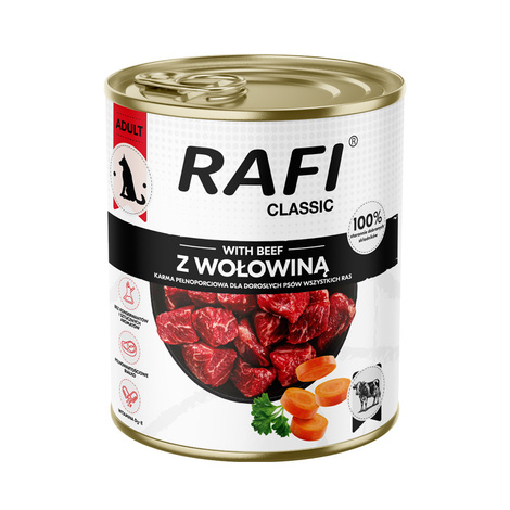 Mokra karma dla psa Rafi Classic Mix 10 x 1240 g + Rafi Classic z wołowiną 800 g gratis