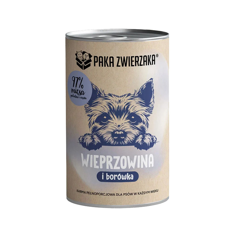 Paka Zwierzaka Karma mokra dla psa Wieprzowina z Borówką 400 g