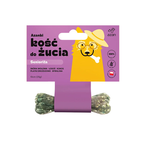 Azanki Kość do żucia SENIORITA z łososiem, kokosem i spiruliną dla psów seniorów 10 cm