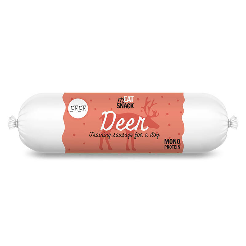 Kiełbaska treningowa dla psa Karma mokra uzupełniająca PEPE Deer (jeleń) 200 g
