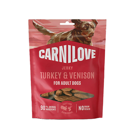 Carnilove Dog Jerky Przysmaki dla psa Mięsne filety z indykiem i dziczyzną 100 g