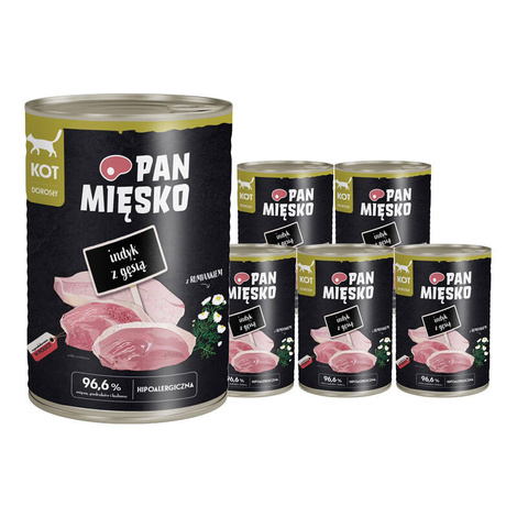Pan Mięsko karma mokra dla kota Indyk z gęsią zestaw 6 x 400 g