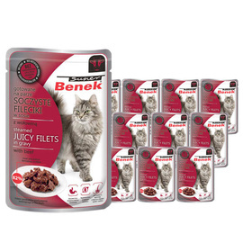 Super Benek Fileciki dla kota w sosie z wołowiną karma mokra zestaw 12 x 85 g