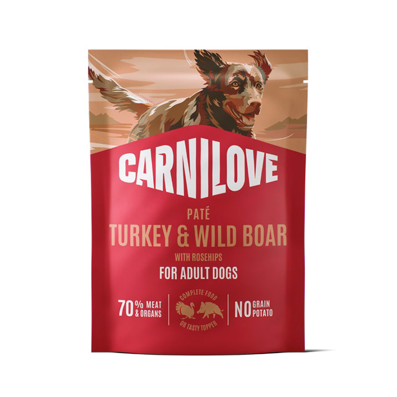 Carnilove Dog Pouch Karma mokra dla psów Indyk i dzik z owocami dzikiej róży 300 g