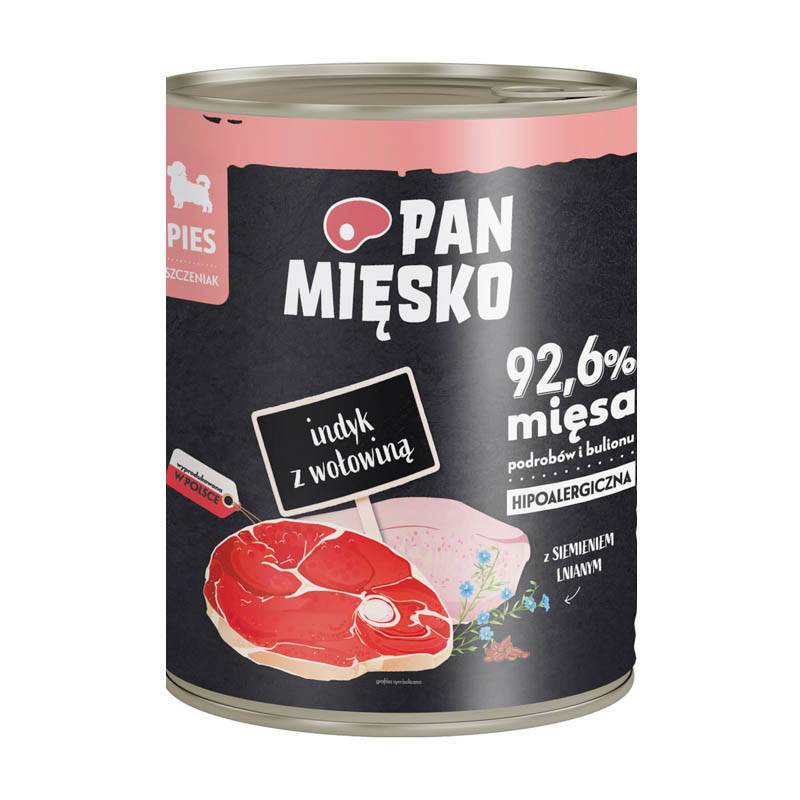 Archiwum Pan Mięsko karma mokra dla psa Indyk z wołowiną dla szczeniąt 800 g