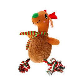 Dingo Zabawka piszcząca dla psa - Renifer ze sznurem do przeciągania 22 cm