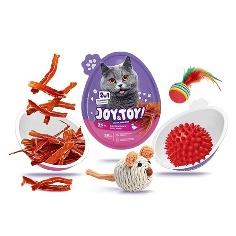 Joy&Toy jajko niespodzianka 2w1 dla kota przekąska o smaku kaczki + zabawka