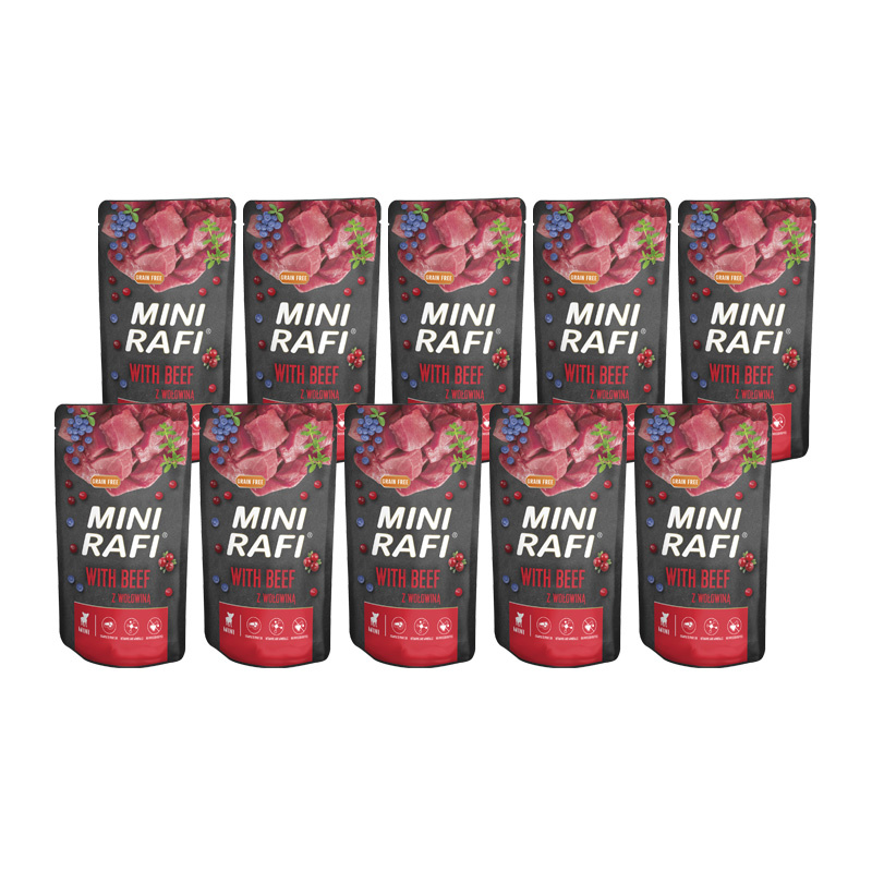 Mokra karma dla psa Mini Rafi z wołowiną zestaw 10 x 150 g