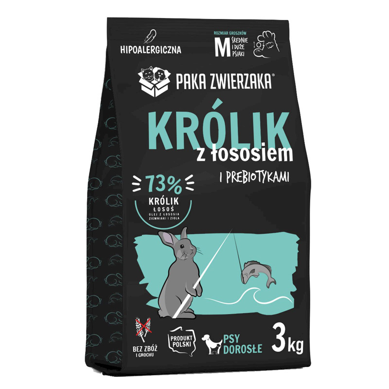 Paka Zwierzaka Seventh Heaven Karma sucha dla psa Królik z łososiem M 3 kg
