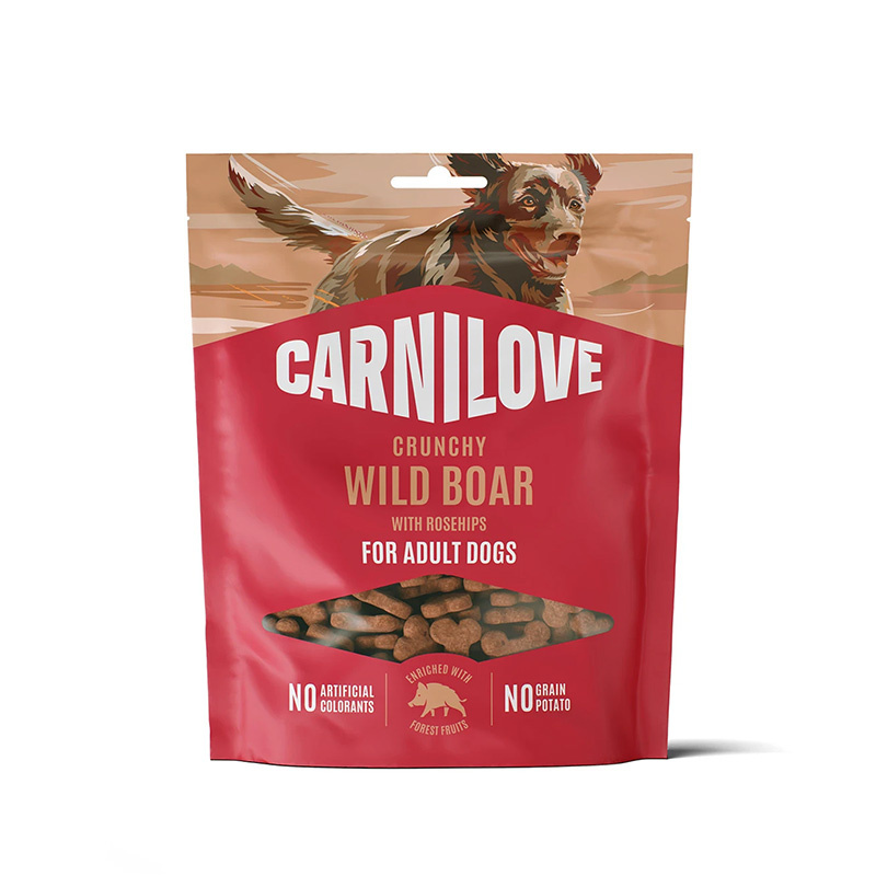 Carnilove Dog Crunchy Snack Mięsne chrupiące przysmaki dla psów z dzikiem i owocami dzikiej róży 200 g