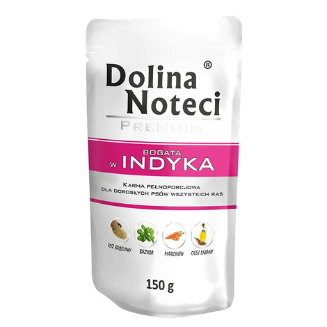 Mokra karma dla psa Dolina Noteci Premium bogata w indyka zestaw 10 x 150 g