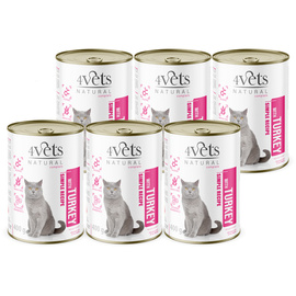 4Vets Natural Mokra karma dla kota z indykiem zestaw 6 x 400 g