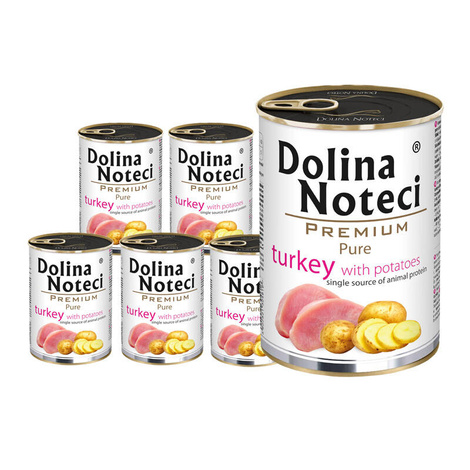 Mokra karma dla psa alergika Dolina Noteci Premium Pure bogata w indyka z ziemniakami 12 x 400 g