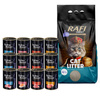 Dolina Noteci Premium Zestaw Mokra karma dla kota 12 x 400 g + Rafi Zbrylający żwirek o zapachu lawendy Compact 10 l