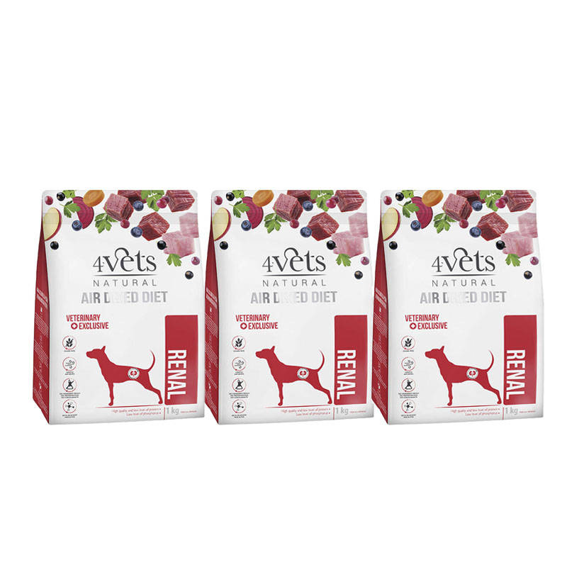 4Vets Natural Renal karma suszona dla psów z niewydolnością nerek zestaw 3 x 1 kg