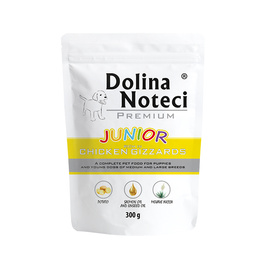 Mokra karma dla psa junior Dolina Noteci Premium bogata w żołądki z kurczaka saszetka 300 g