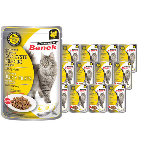 Super Benek Fileciki dla kota w sosie z indykiem zestaw 12 x 85 g